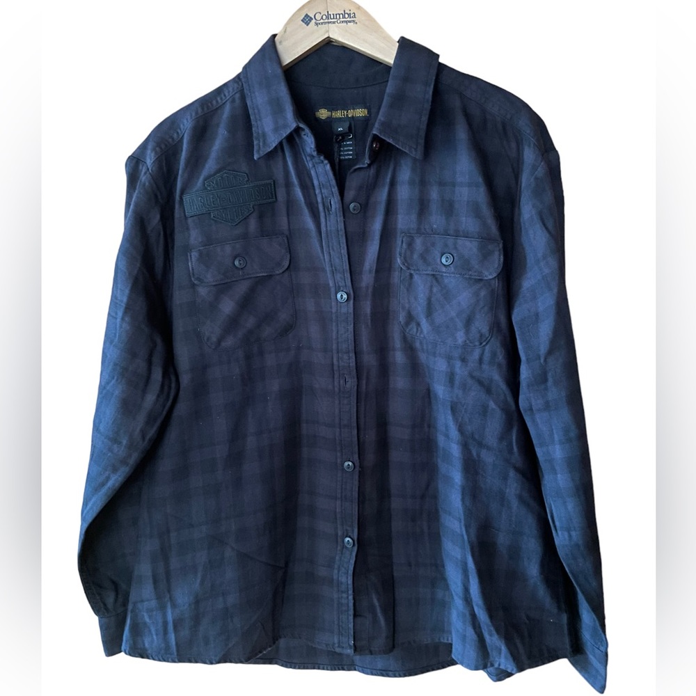 NWT Harley-Davidson Applique‎ Plaid Button Down Relaxed Fit Flannel